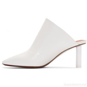 VETEMENTS Women's White Lighter-heel Leather Mules